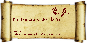 Martencsek Jolán névjegykártya